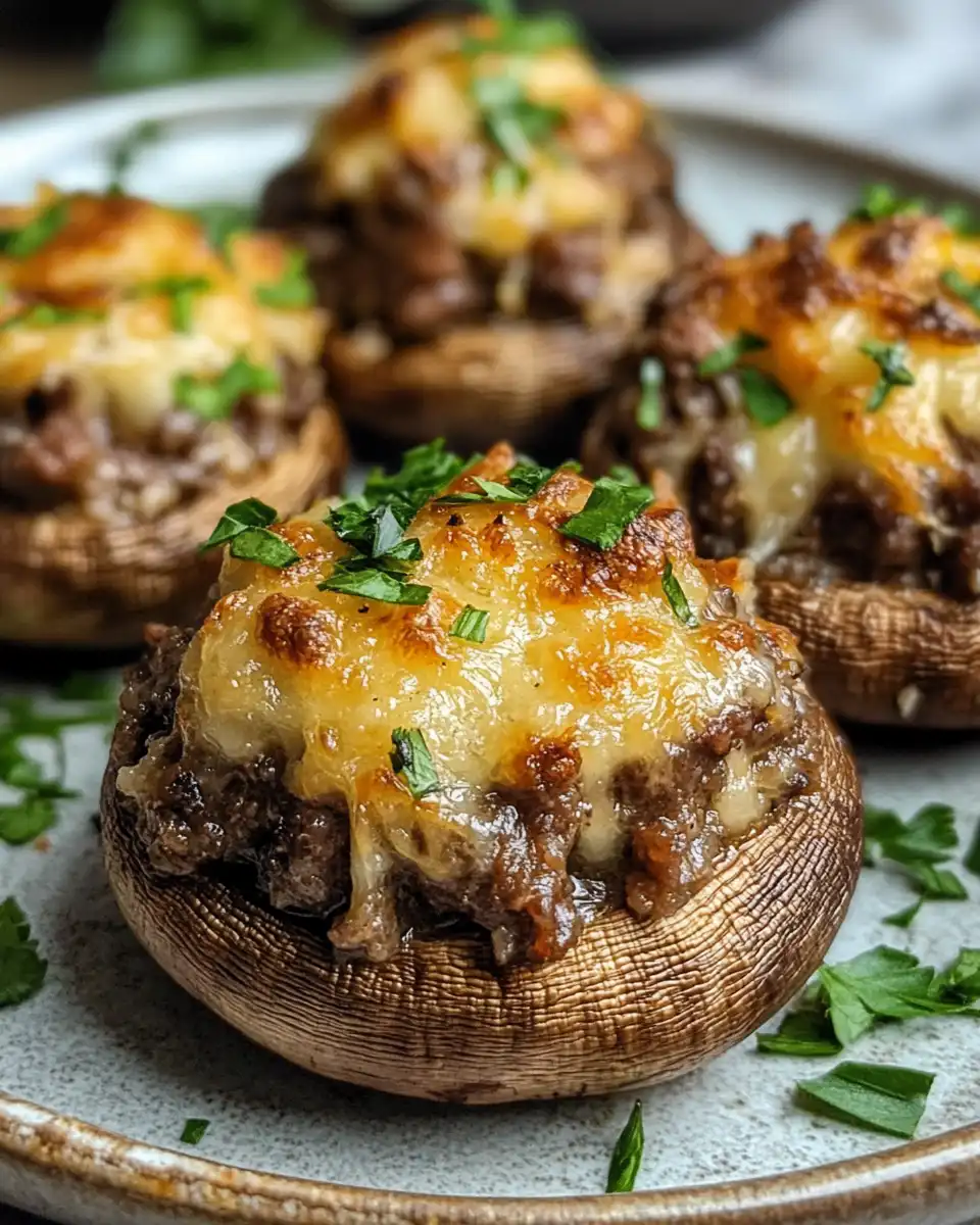Ingredients for beef stuffed mushrooms including cheese and panko crumbs