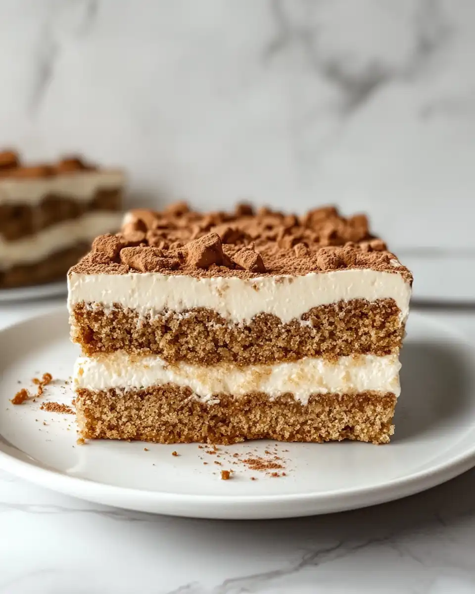 No bake Biscoff fridge cake ready to chill in the fridge with layering