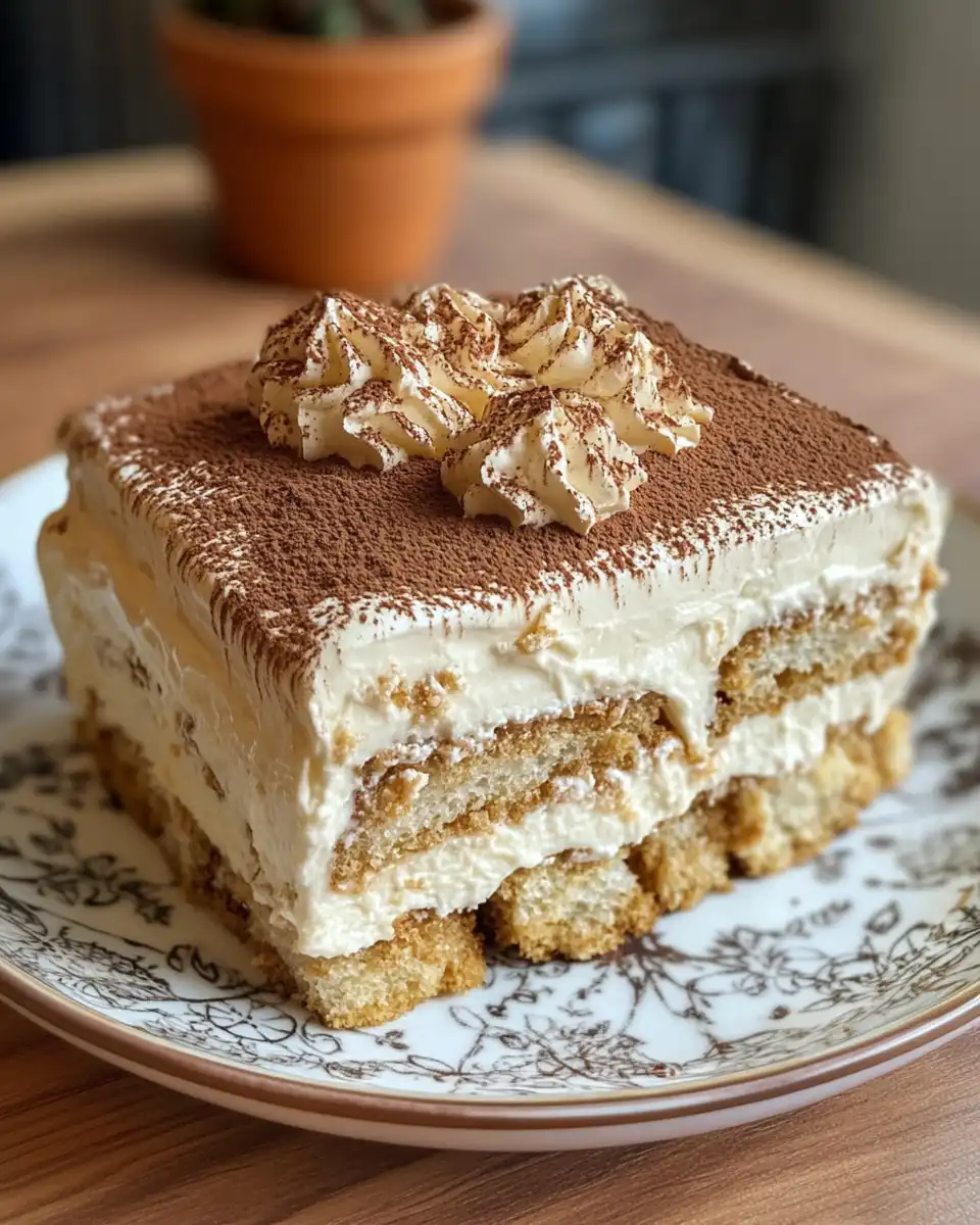 Close-up of Biscoff tiramisu dessert with creamy layers and coffee-soaked cookies