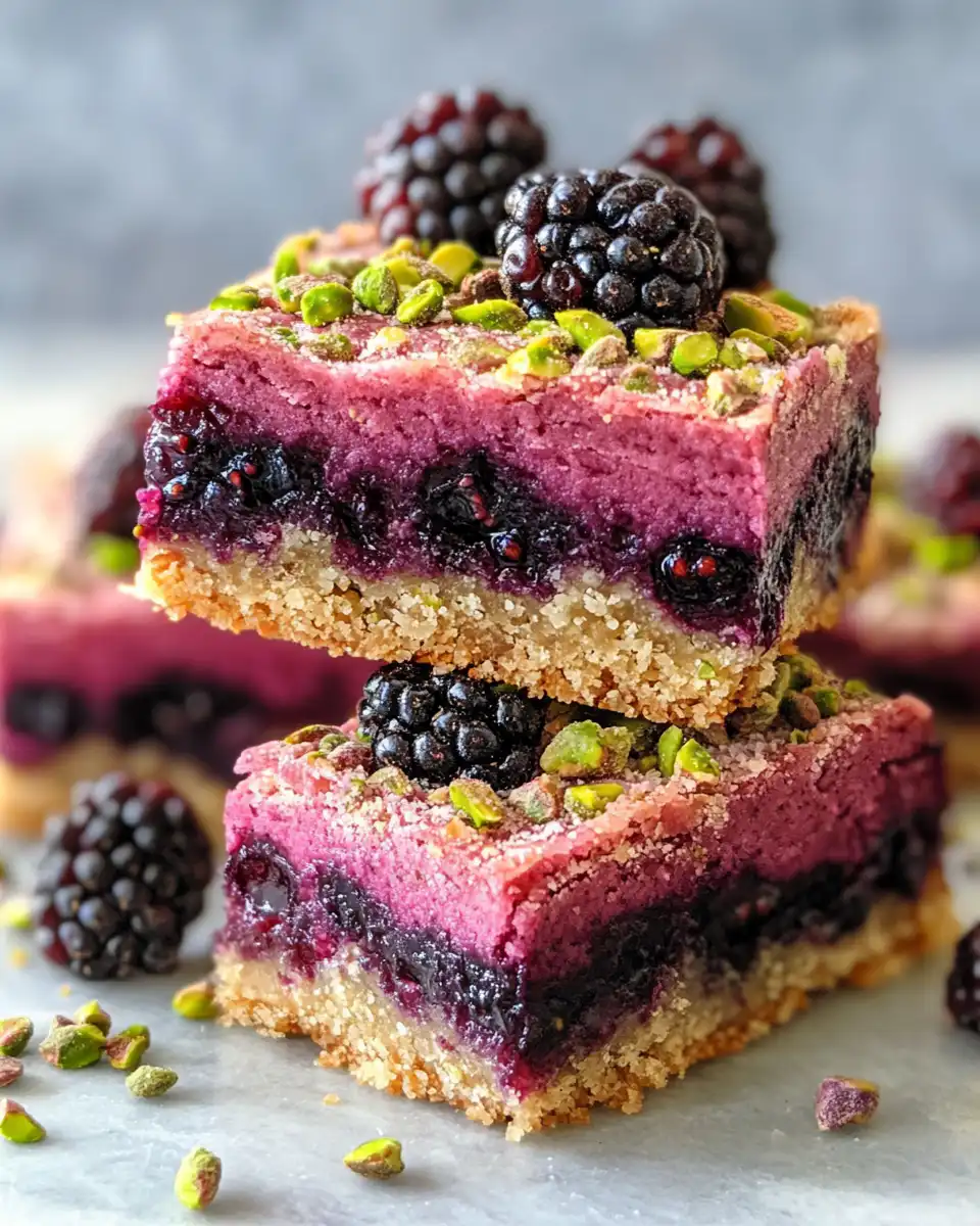 Ingredients for blackberry pistachio dream bars arranged in kitchen setting