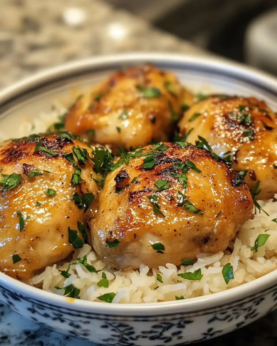 Plated Brazilian coconut chicken with herbs