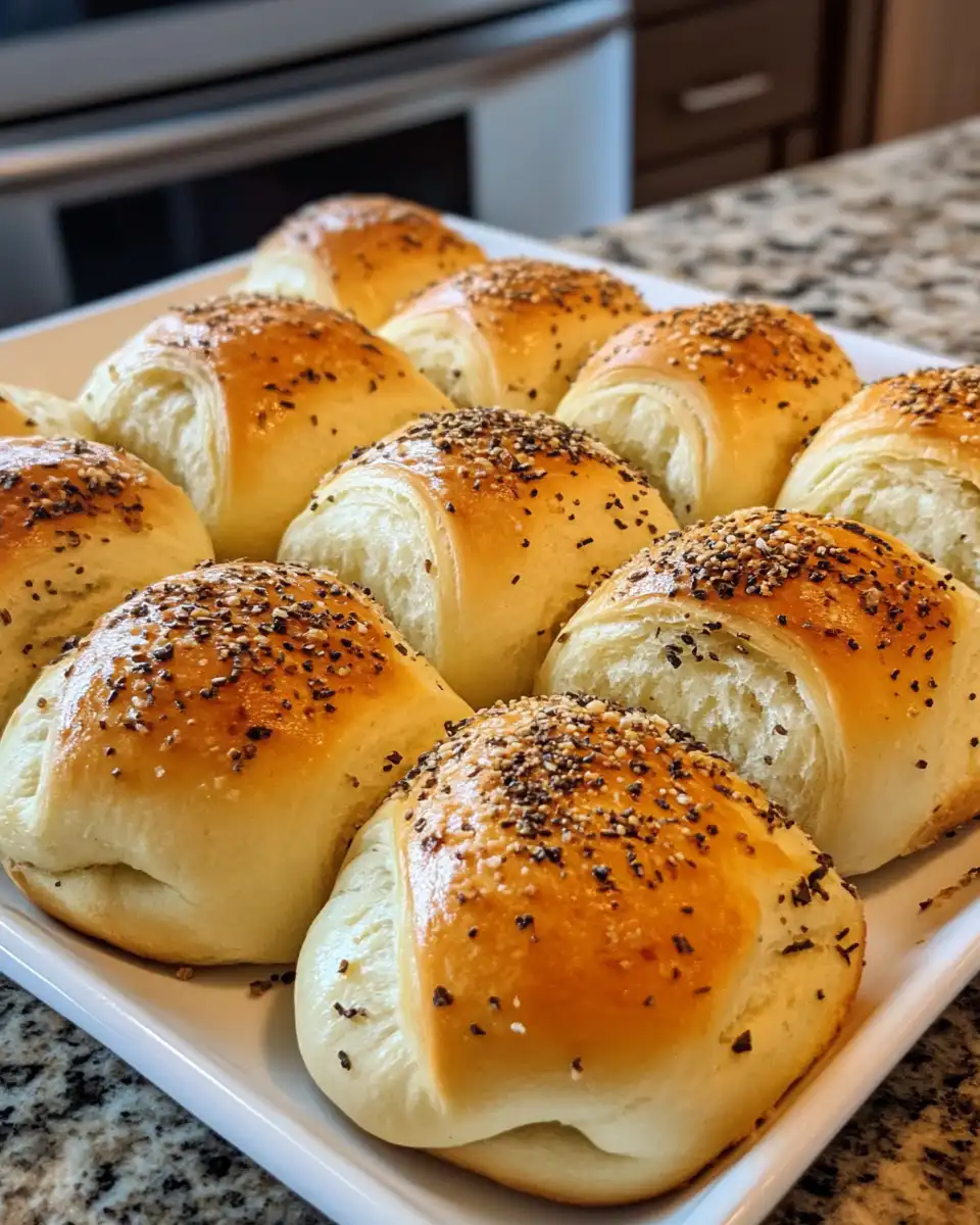 Golden baked breakfast rolls cooling on a rack