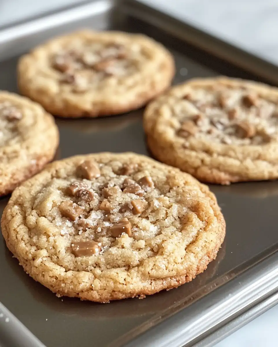 Ingredients for brown butter toffee cookies laid out on kitchen counter