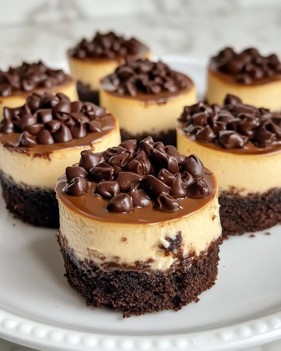 Finished mini cheesecake brownies on a plate ready to eat