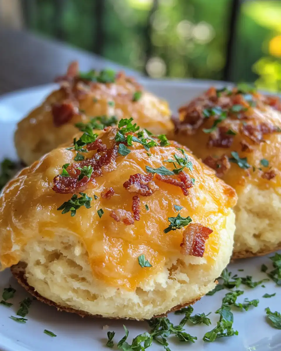 Golden crispy bacon wrapped biscuit bombs fresh from the oven