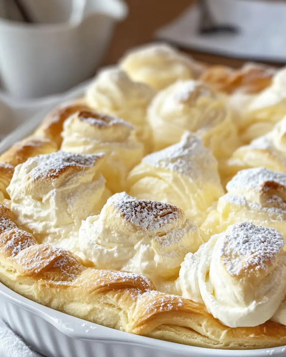 Slice of Easy Crescent Roll Cheesecake served on a plate