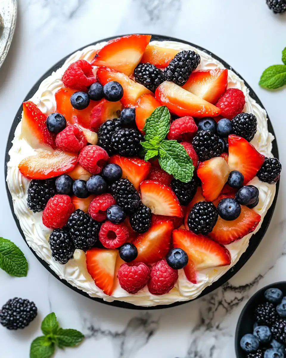 Chilled cheesecake fruit salad served in a dessert bowl