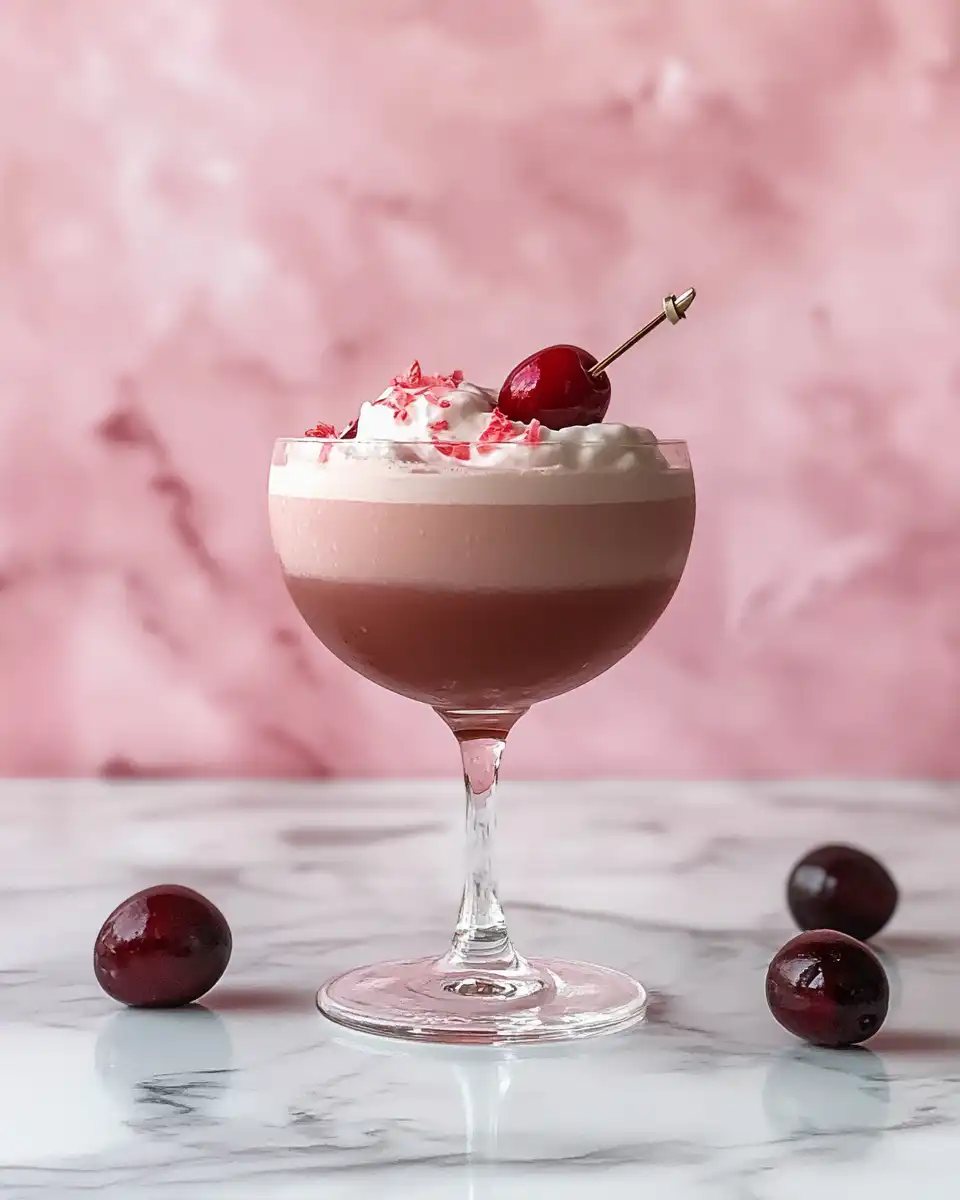Chilled cocktail glasses with chocolate syrup detail