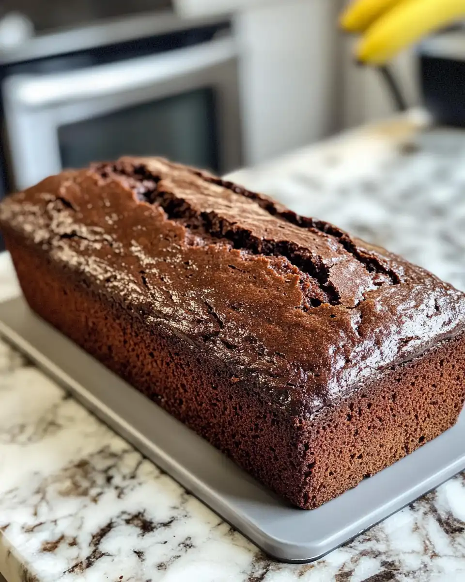 Sliced chocolate banana bread ready to serve