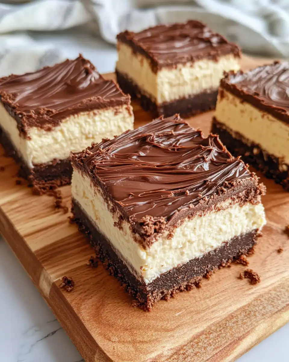 Ingredients for chocolate cheesecake bars including Oreo crust and cream cheese filling