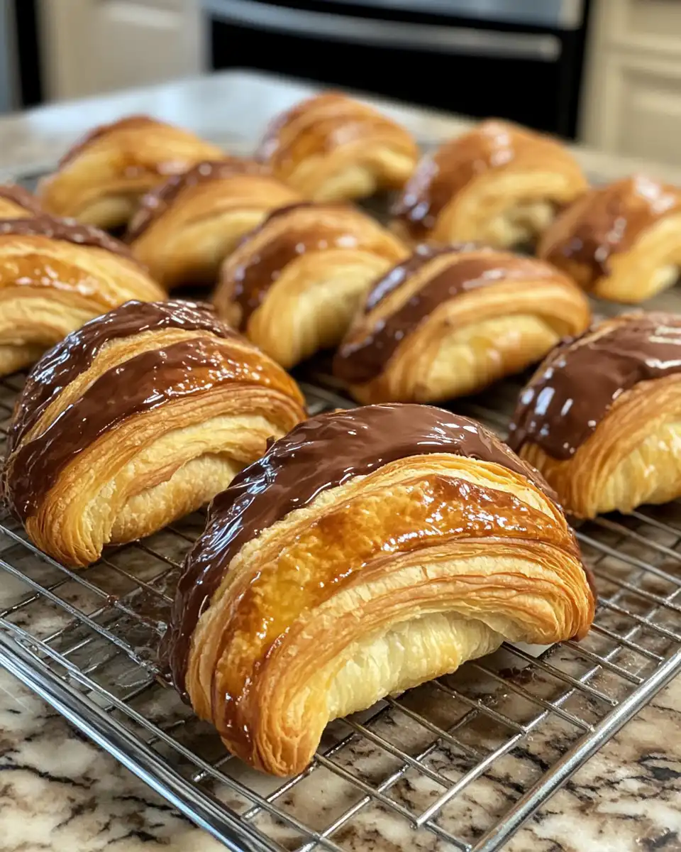 Freshly baked chocolate croissants cooling after pressure cooker