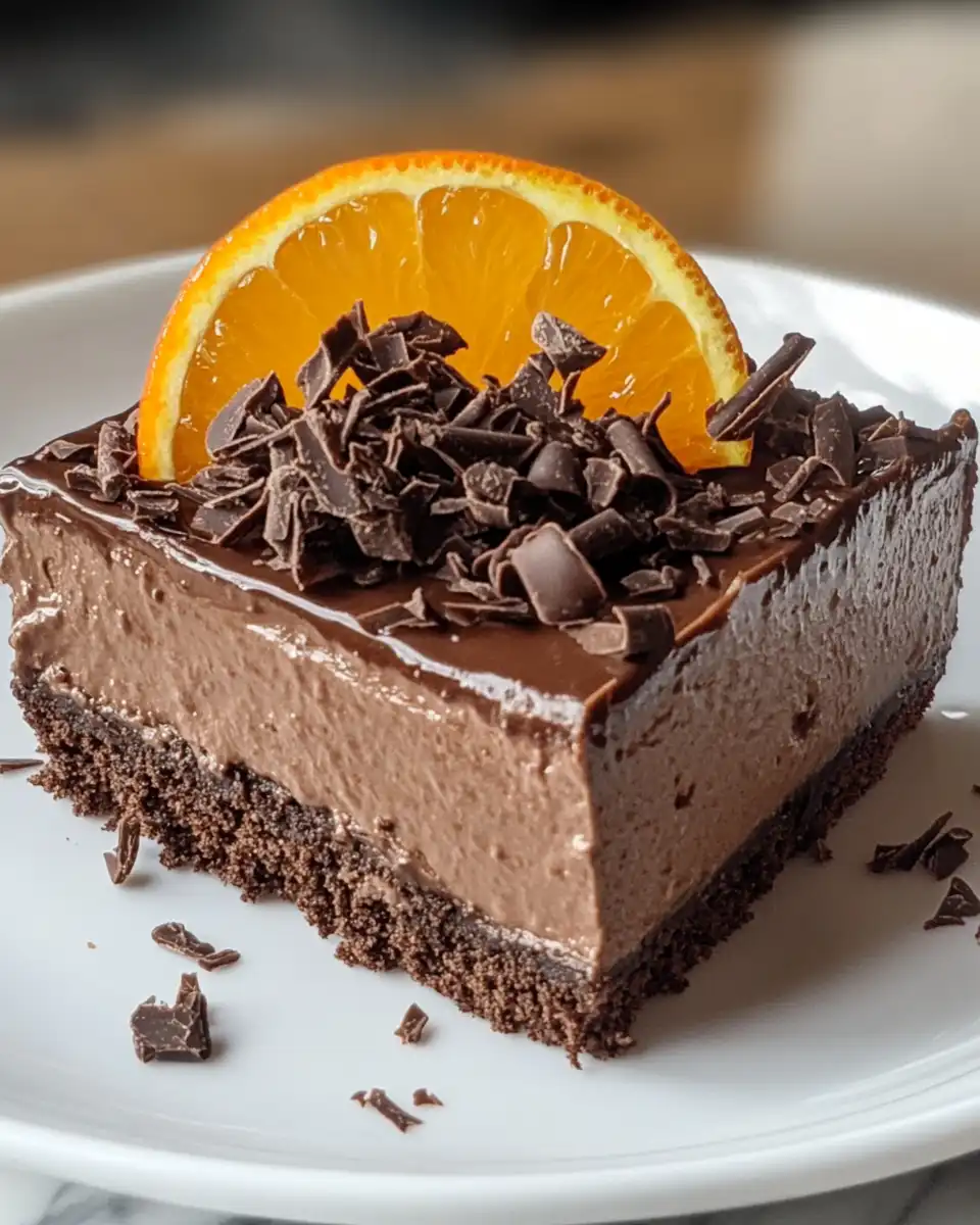 Sliced Chocolate Orange Delight on plate ready to eat