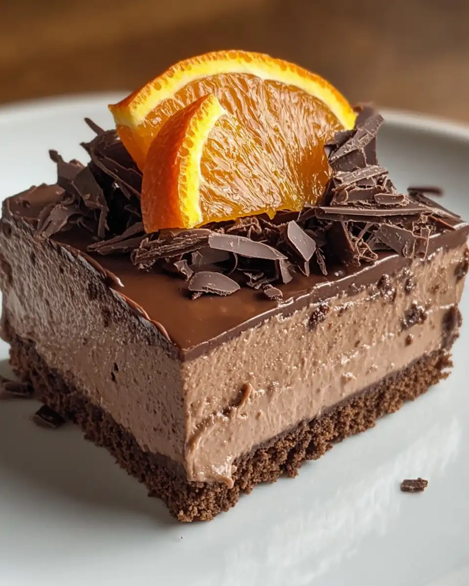 Chocolate Orange Delight dessert in a baking dish