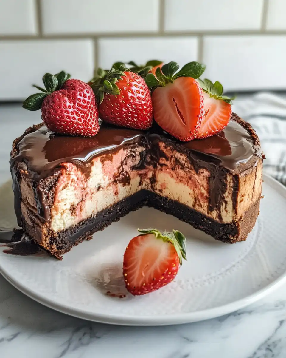 Strawberry swirl cheesecake batter in springform pan