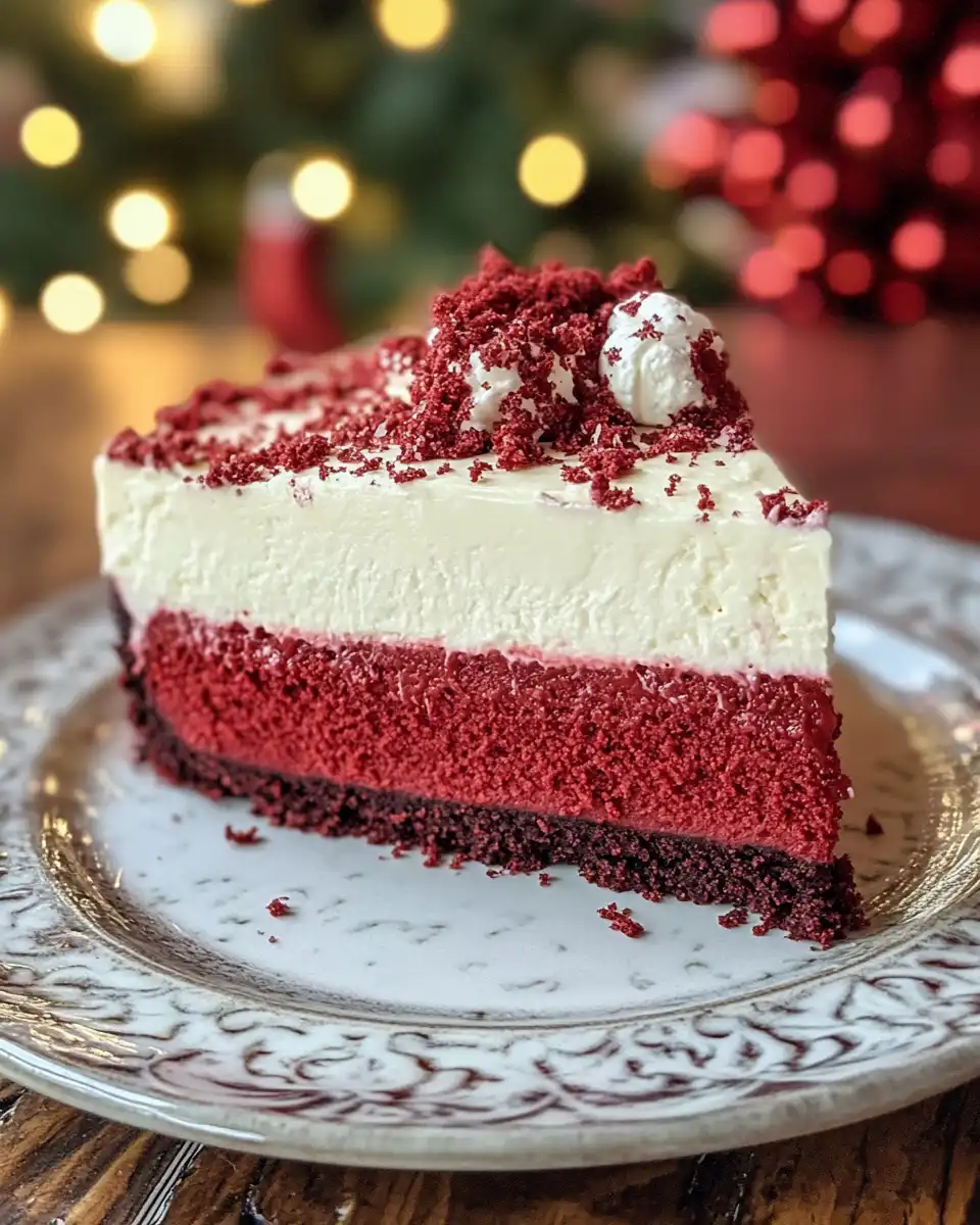 Pressure cooker red velvet cheesecake slice
