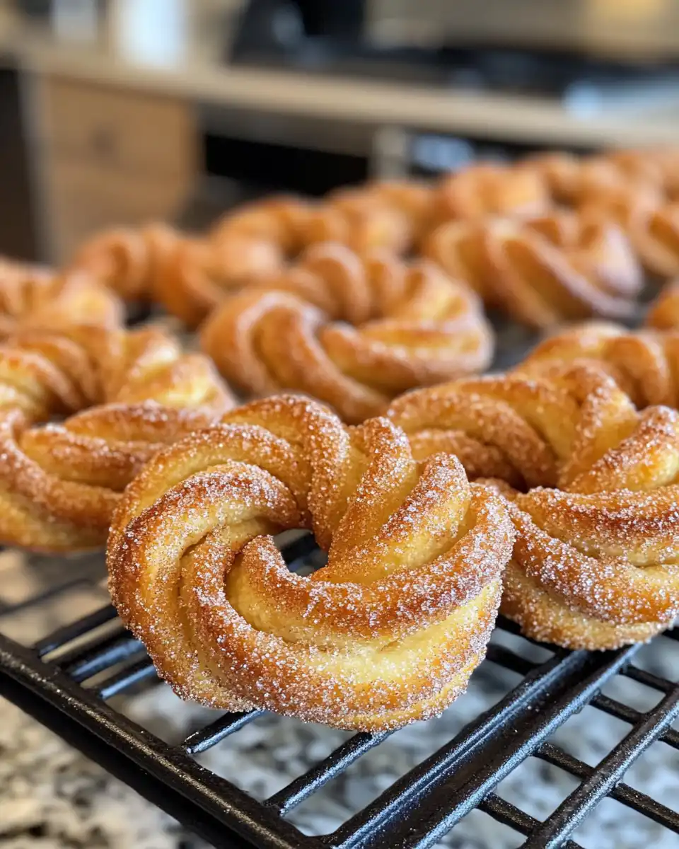 Ingredients for cinnamon sugar twist donuts including flour, sugar, butter and vanilla