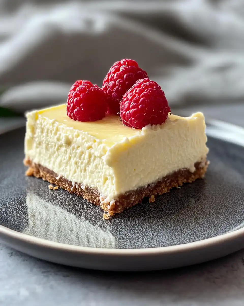 Sliced lemon cheesecake with creamy texture and crispy crust on plate