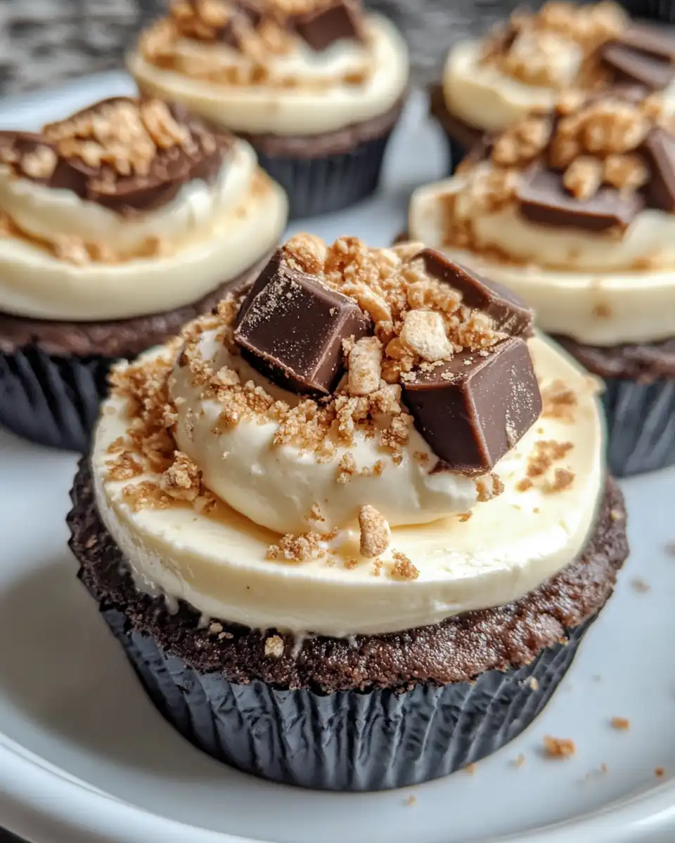 Close up of finished no-bake Biscoff cheesecake cups topped with cookie butter drizzle and whipped cream