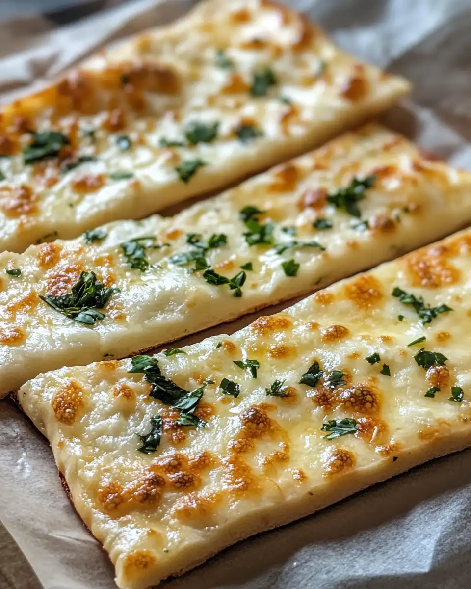 Close up of cottage cheese flatbread fresh out of the oven