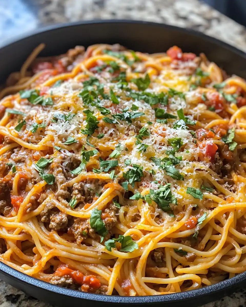 Ingredients for cowboy spaghetti laid out on kitchen counter