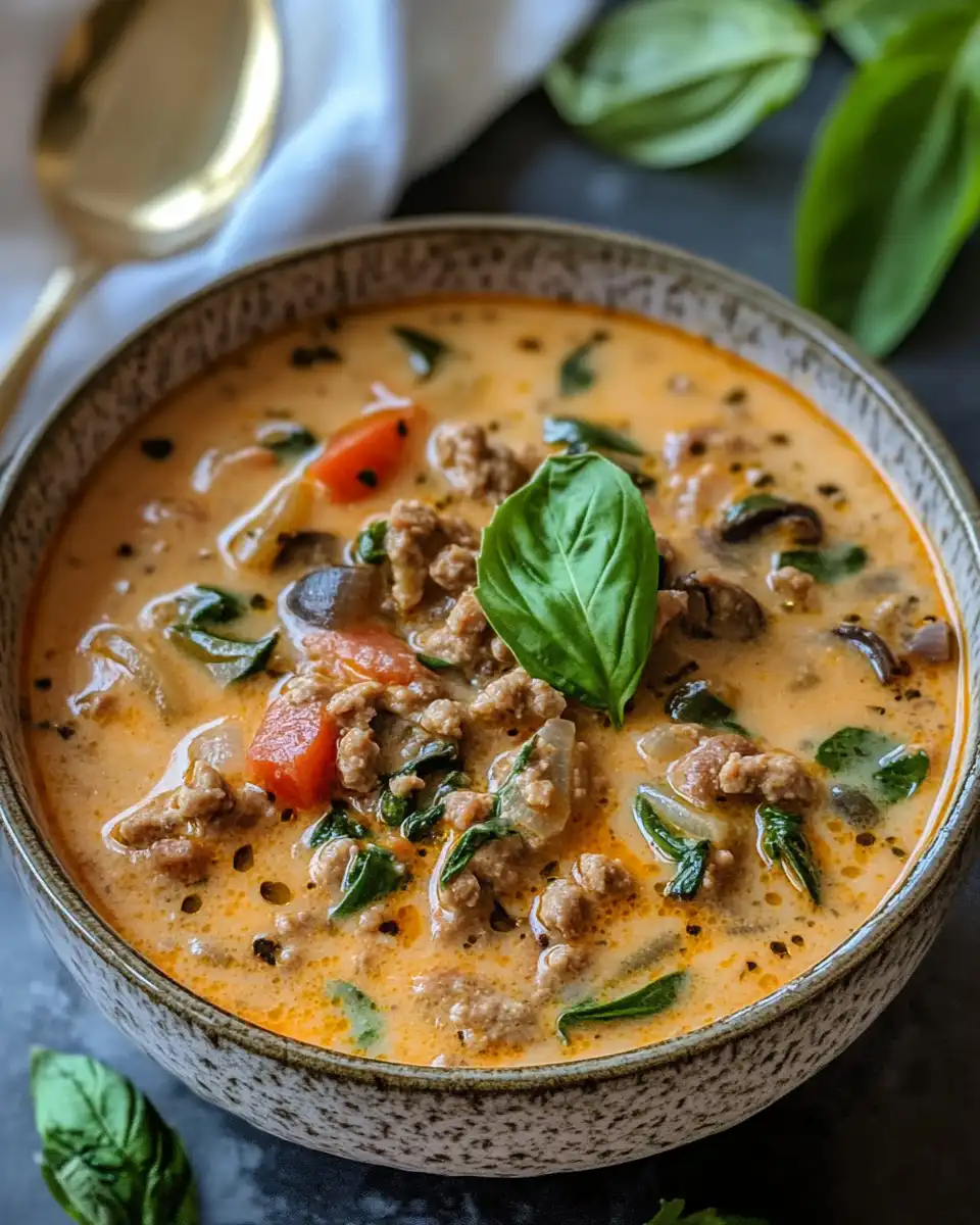 Ingredients laid out for creamy Italian sausage soup