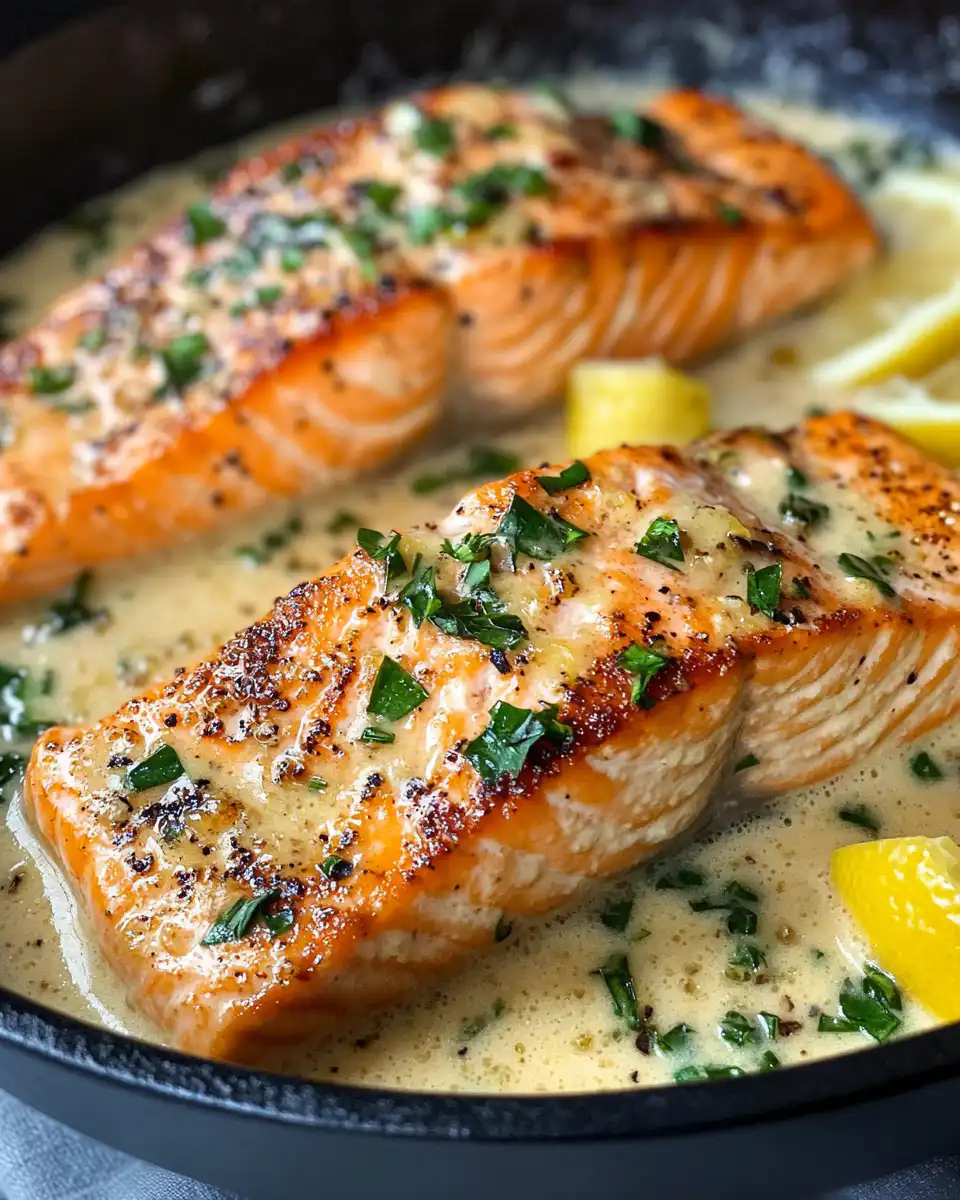 Creamy lemon garlic salmon piccata in pressure cooker