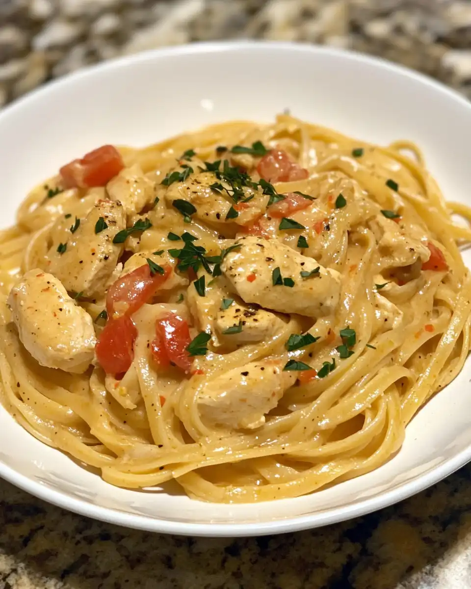 Stirring creamy Cajun chicken pasta inside pressure cooker pot