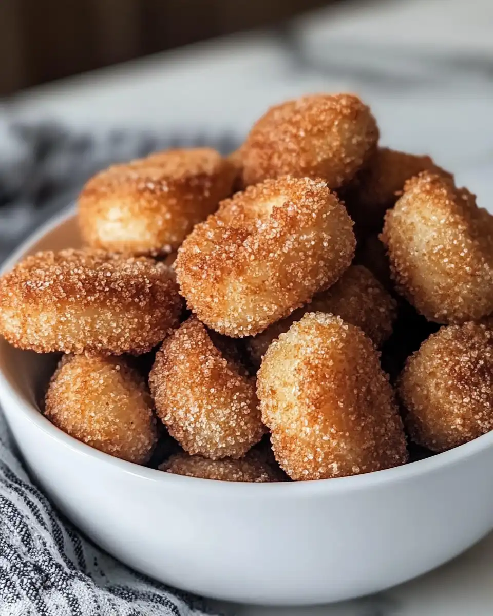 Ingredients for churro bites including puff pastry, sugar and cinnamon