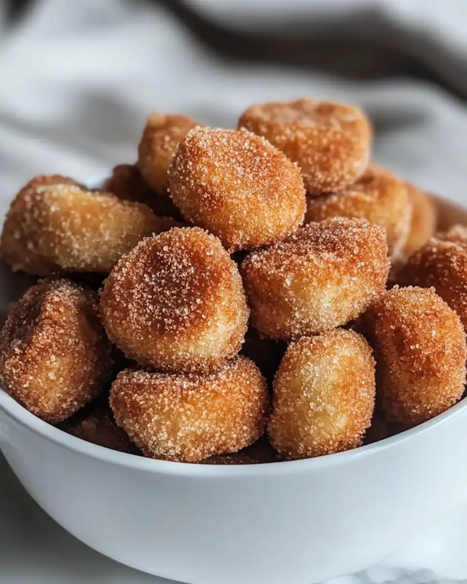 Ready to serve churro bites on a plate with dipping sauces