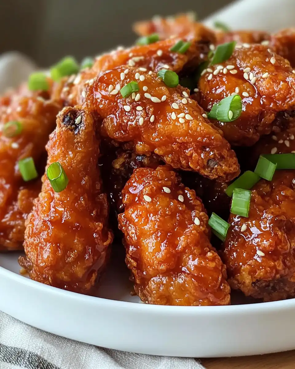 Golden crispy Korean fried chicken pieces