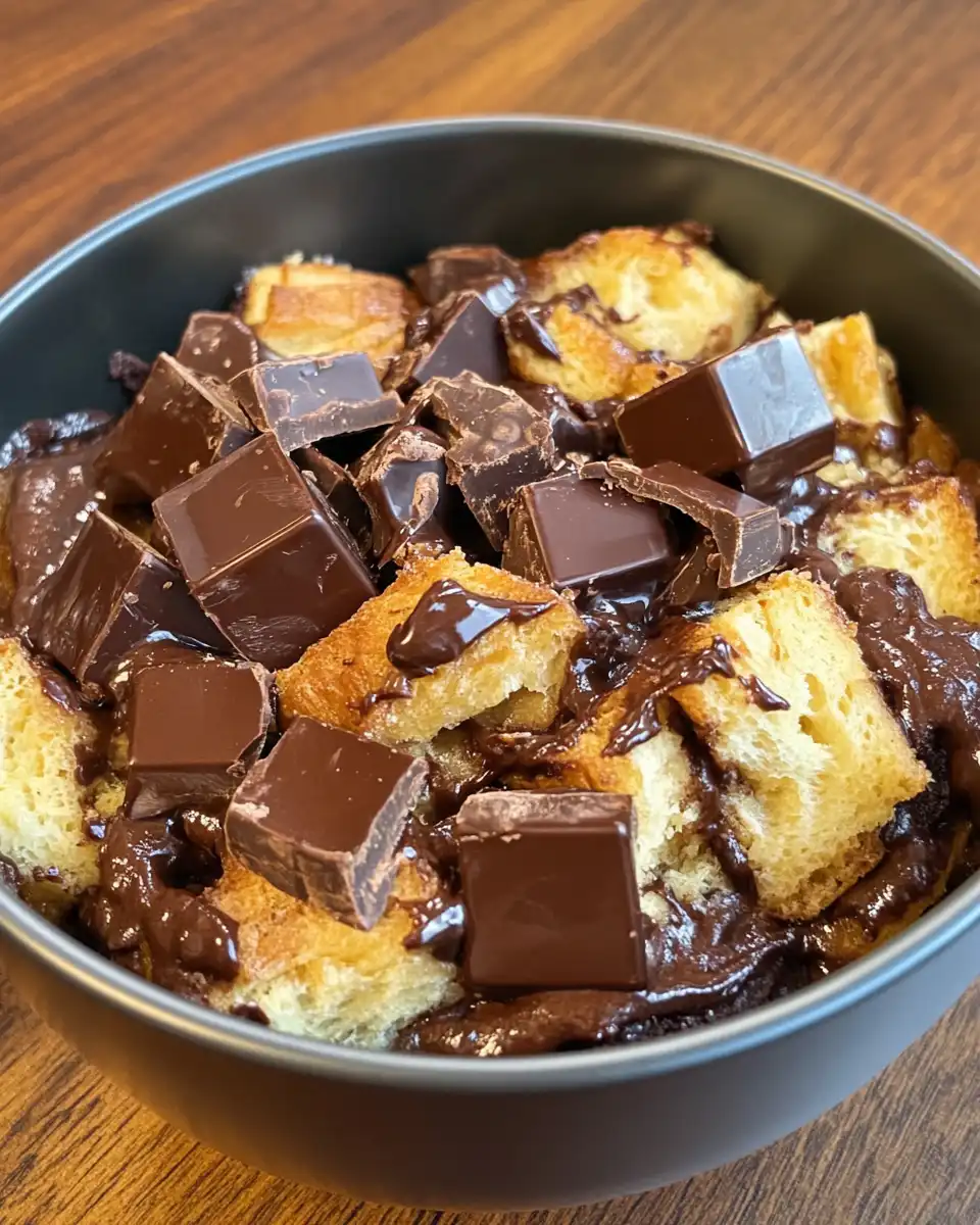 Close up of pressure cooker cinnamon bread pudding with icing drizzle on top