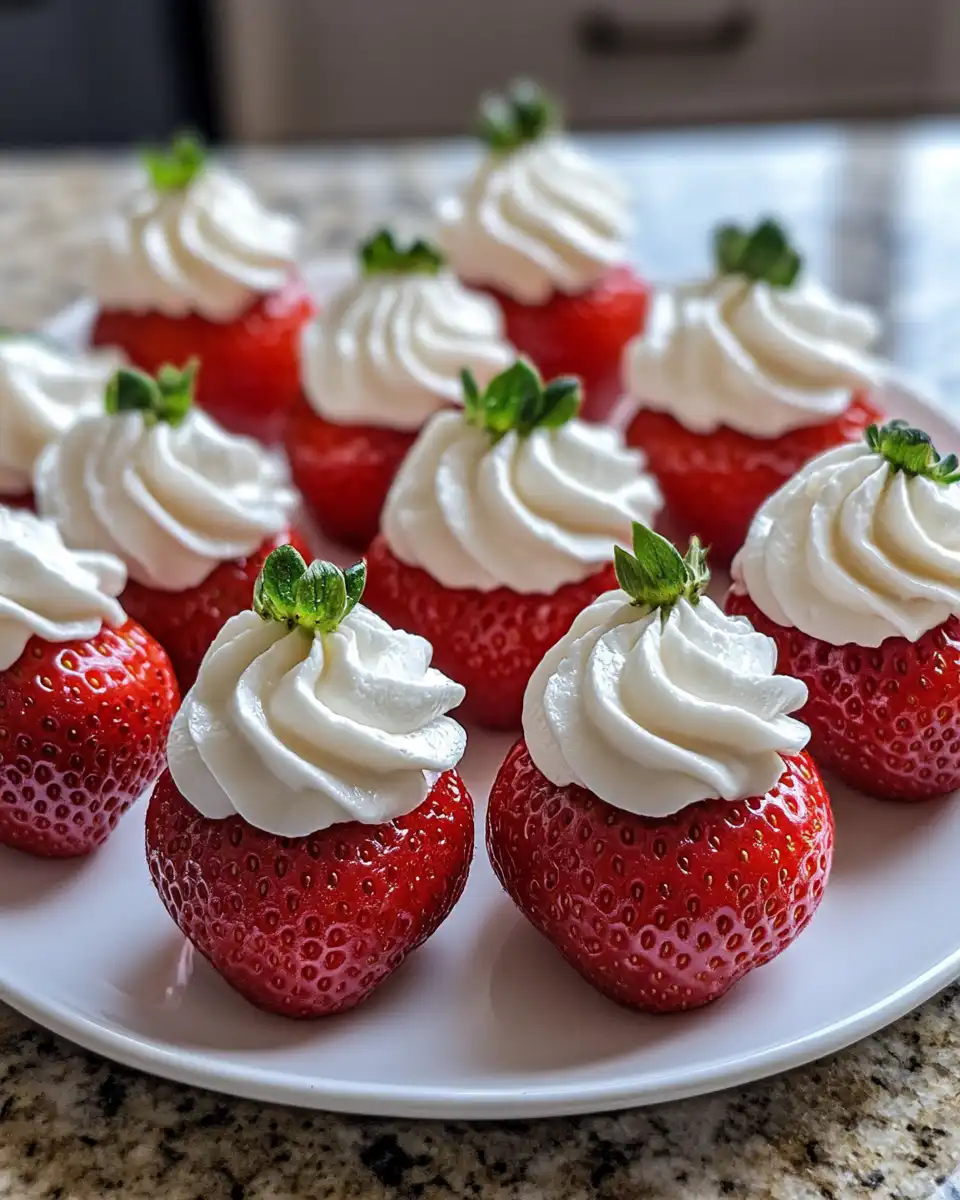 Ingredients and tools needed for deviled strawberries recipe