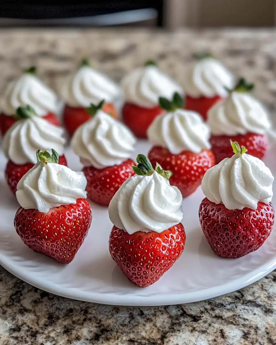 Finished deviled strawberries displayed and ready to serve