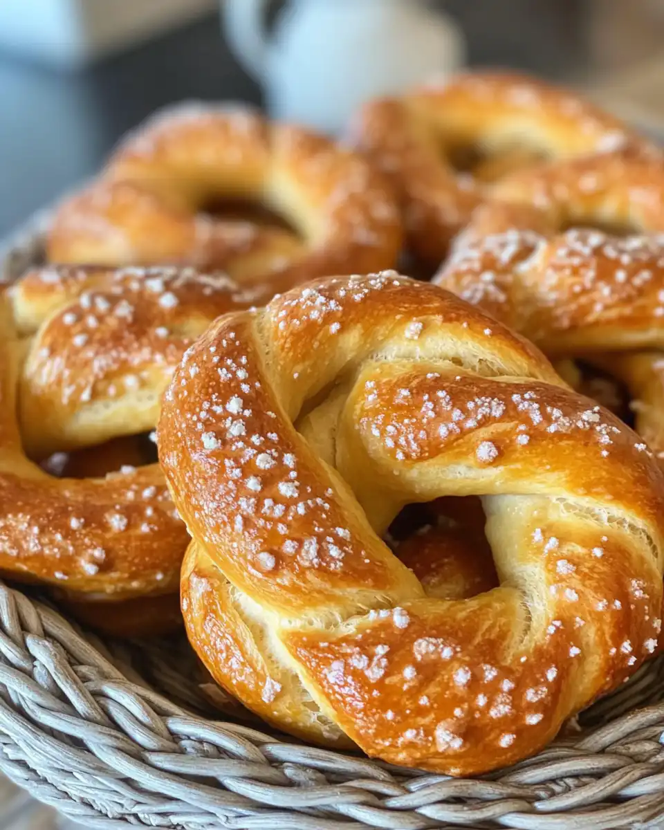 Soft homemade pretzels cooking in pressure cooker with bubbling broth and steam