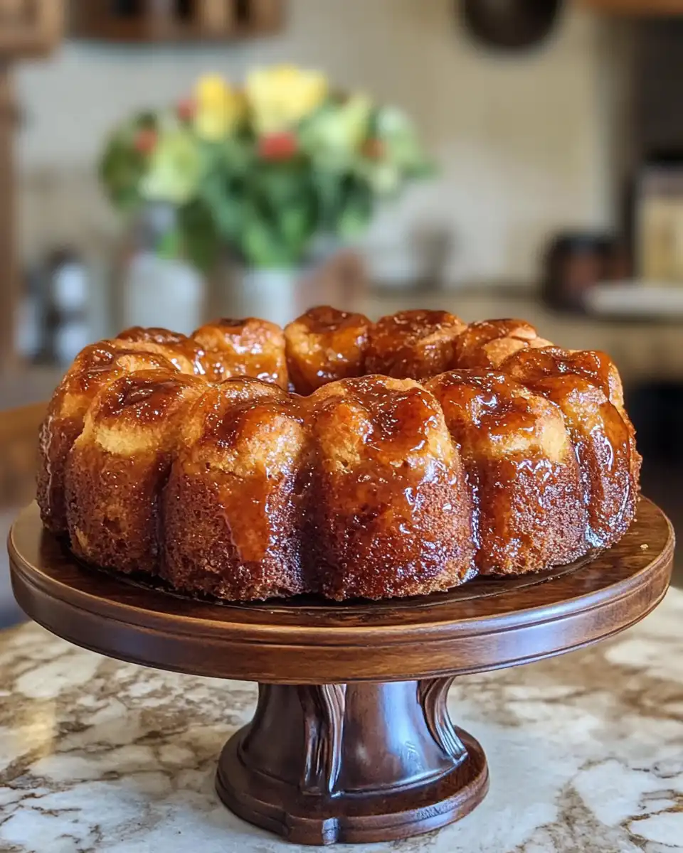 Sweet sticky monkey bread cooking in pressure cooker with golden crust