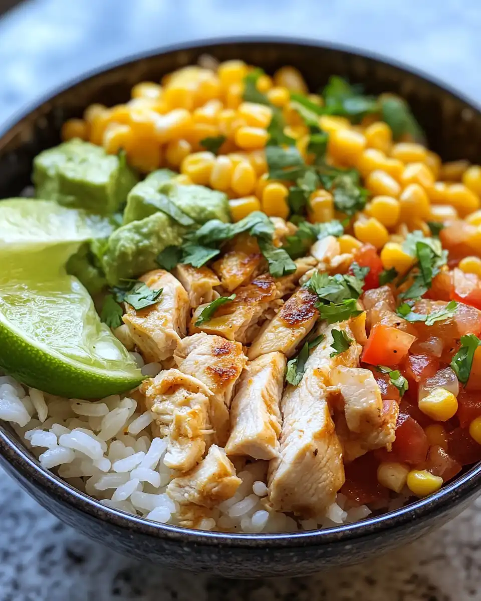 Ingredients for Street Corn Chicken Rice Bowl including chicken, corn, and spices