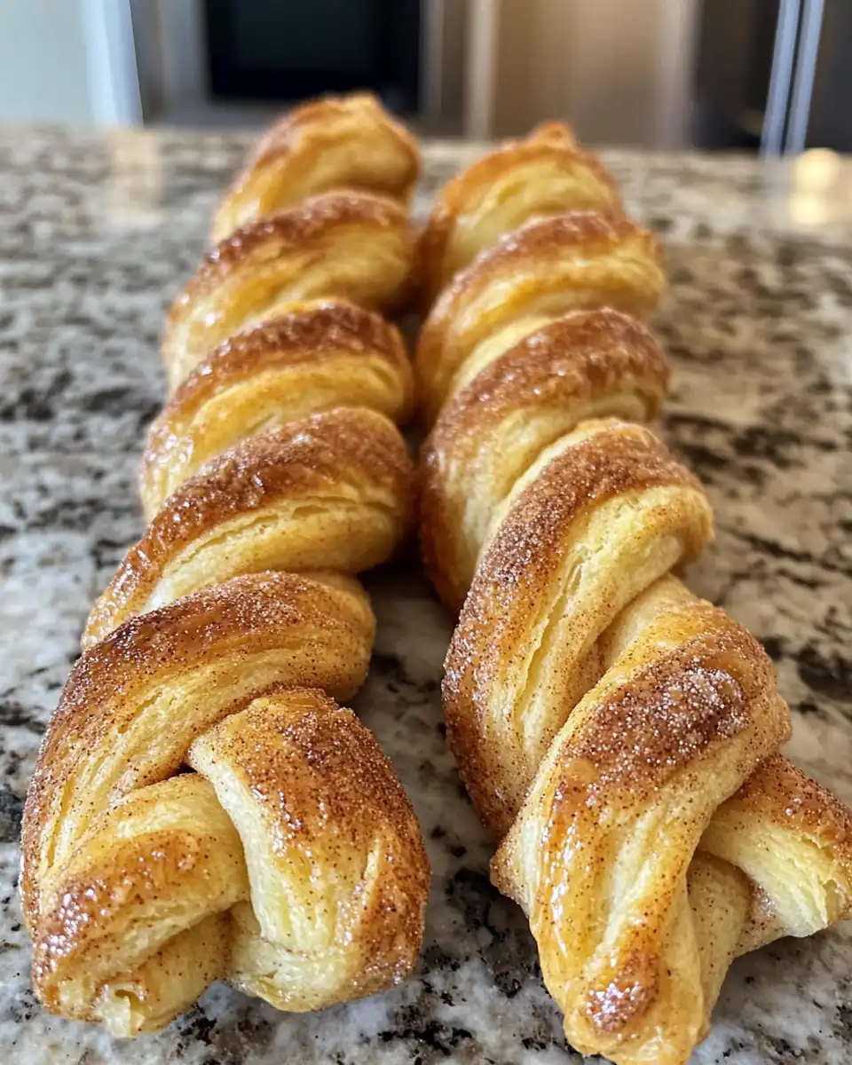 Ingredients for flaky cinnamon twists including puff pastry, cinnamon-sugar mix