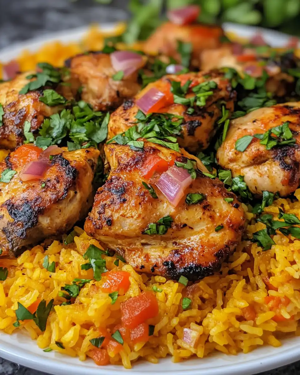Ingredients and spices for Peruvian yellow rice in pressure cooker