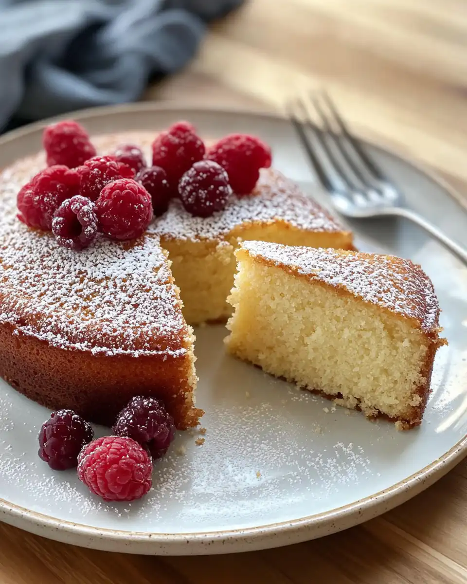 Slice of French Butter Cake served on plate
