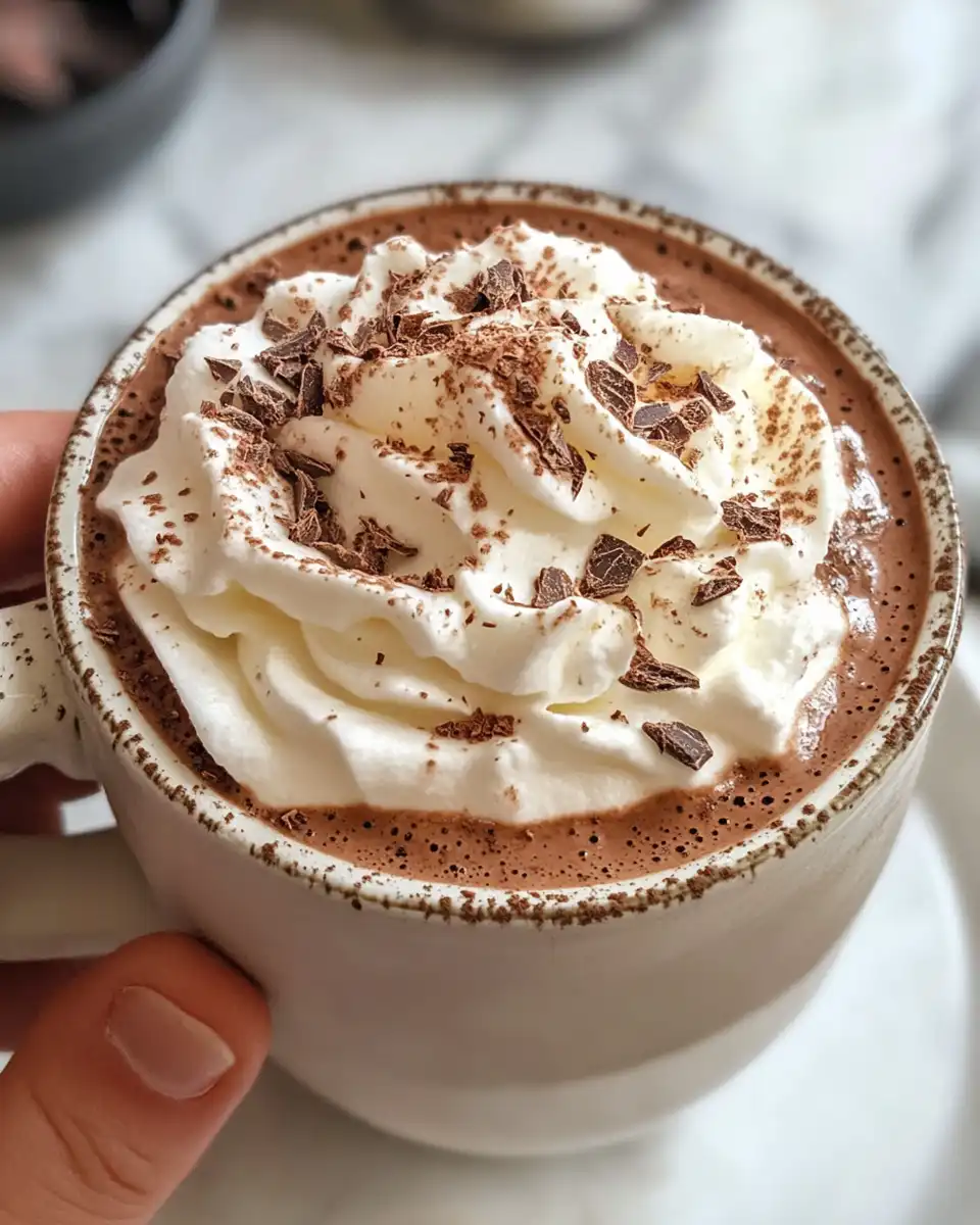 Finished creamy French hot chocolate in a mug