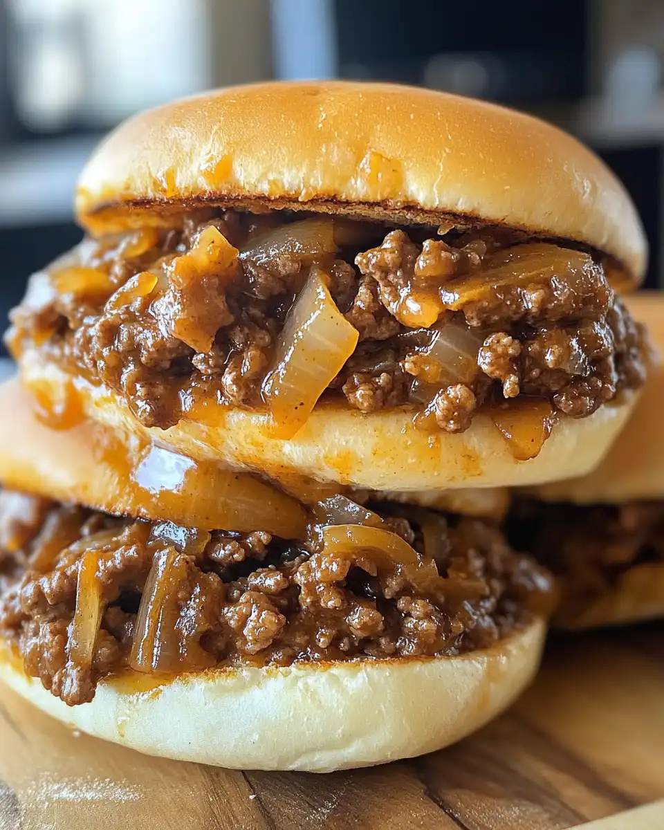 Ingredients for French Onion Beef Sloppy Joes in a bowl