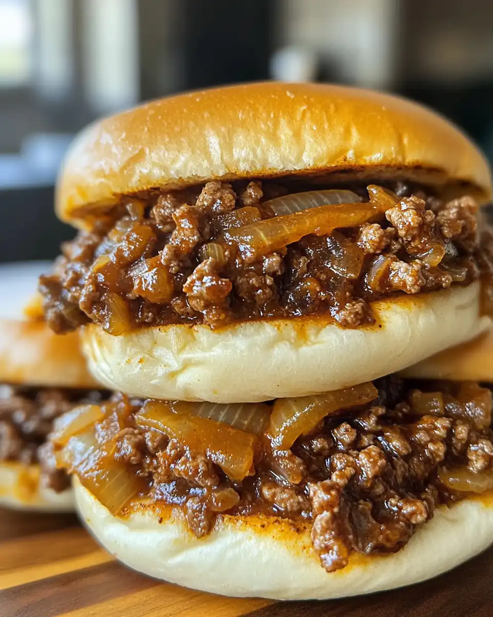 Ground beef browning in pressure cooker for French Onion Joes