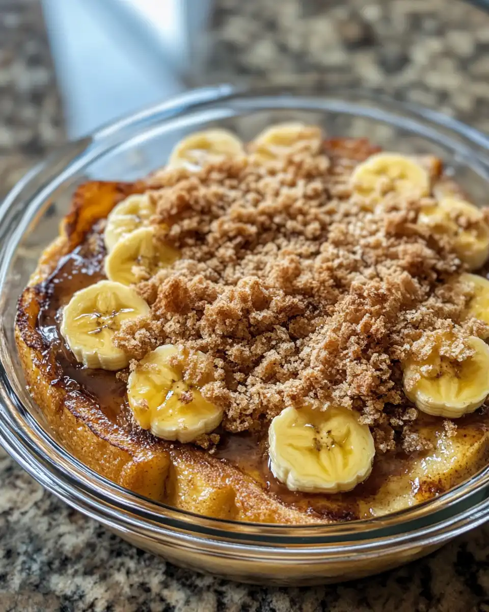 Pressure cooker banana French toast bake with golden crust