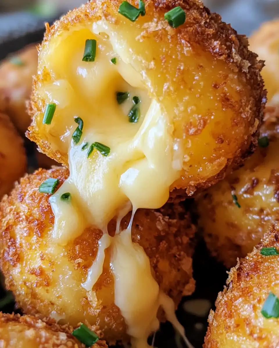 Freshly fried crispy potato cheese bombs cooking in pressure cooker