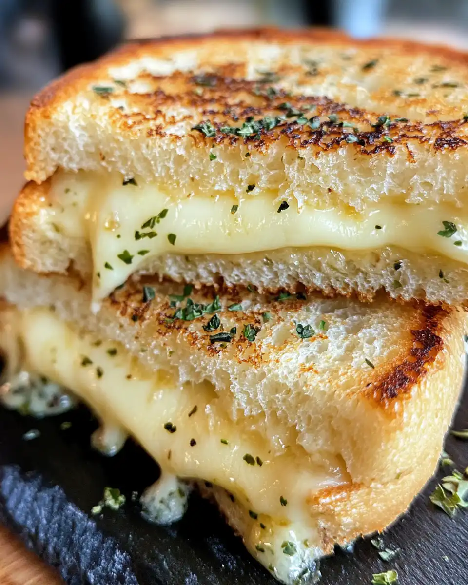 Step by step process showing grilled cheese getting golden and melty