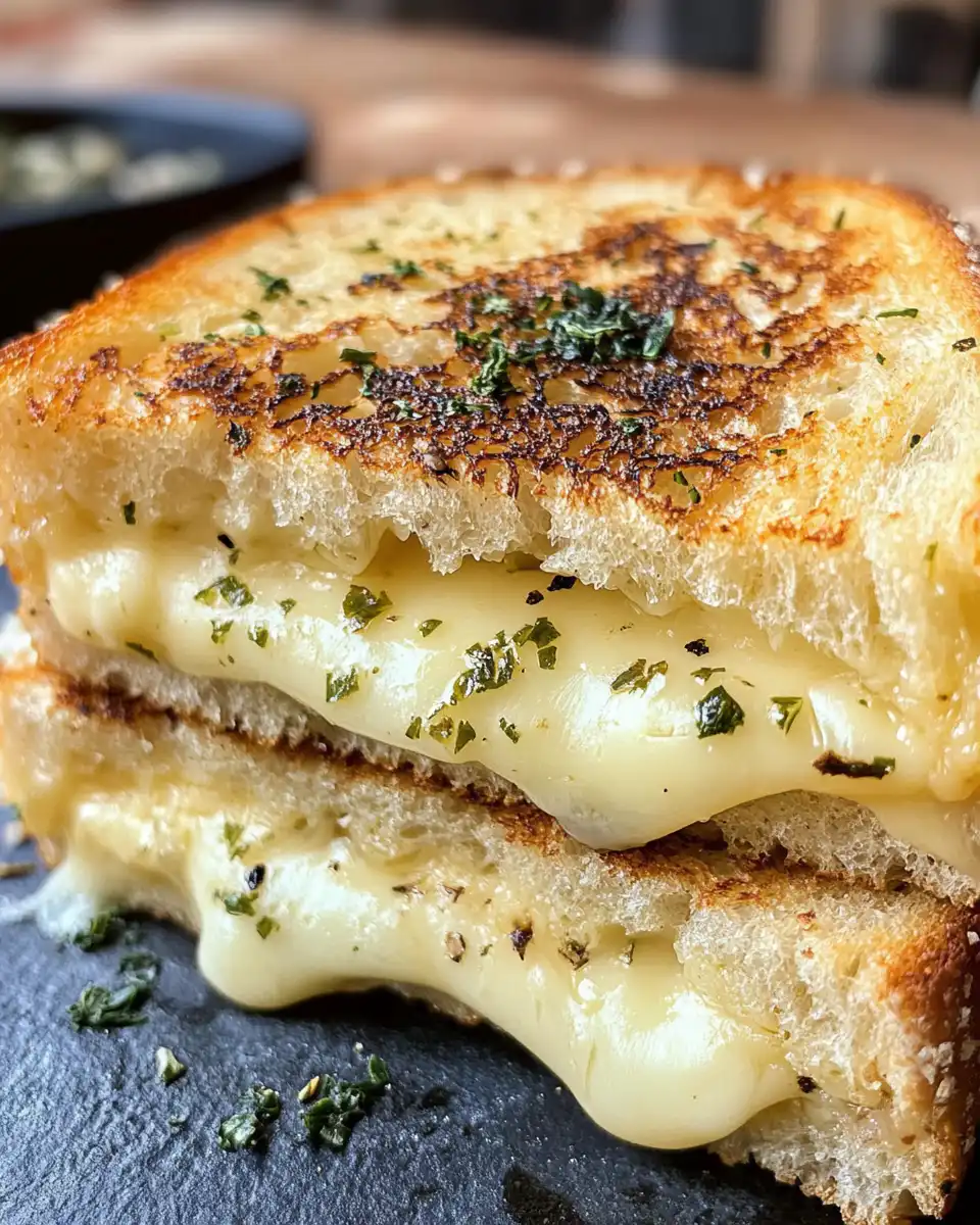 Garlic bread grilled cheese sandwich fresh from the pressure cooker