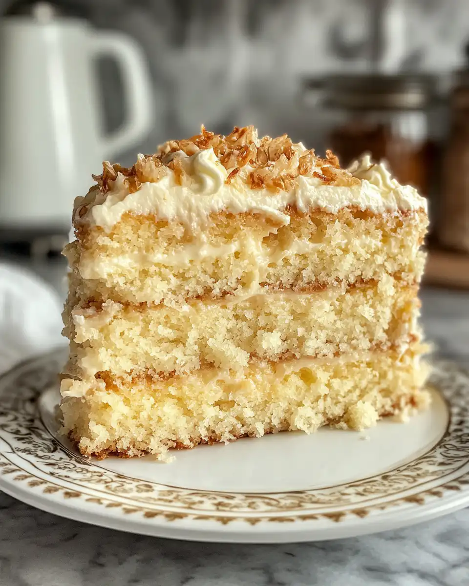 Finished Bee Sting Cake slice with almond topping