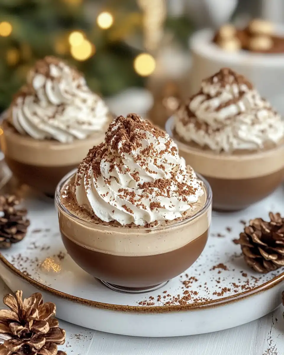 Side view of Gingerbread Latte Mousse Domes around a cup