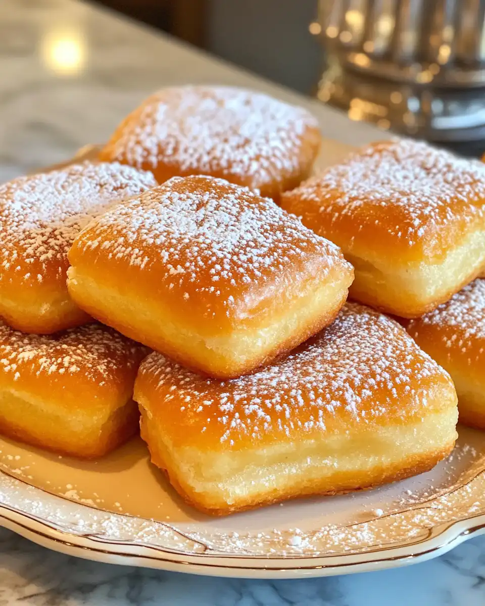 Glazed buttermilk beignets fresh out of fryer on a plate