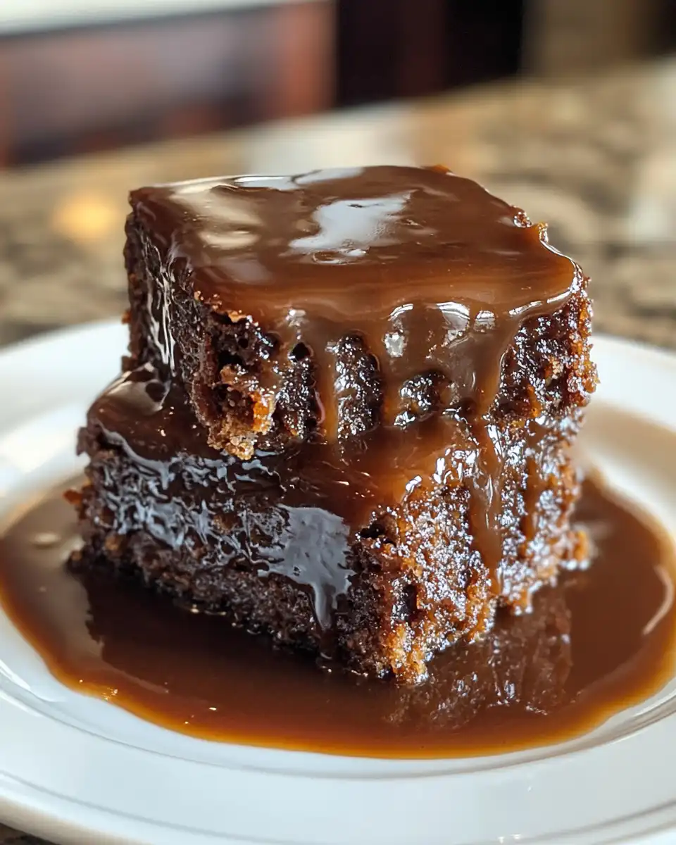 Sticky toffee pudding served with warm toffee sauce and cream